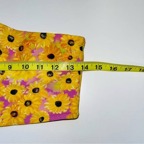 Zara NWT Yellow & Pink Sunflower Print One Shoulder Cropped Top Medium Women’s - Picture 6 of 10
